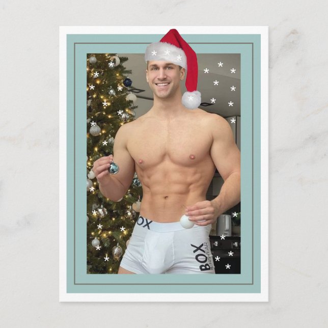 Hottest Hunks på planeten! Julbuff Santa Vykort (Framsida)