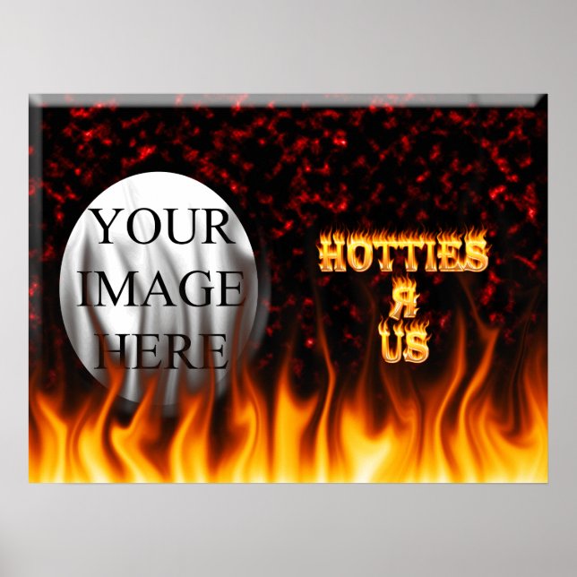 Hotties R Us fire och flamma röd marmor Poster (Framsidan)