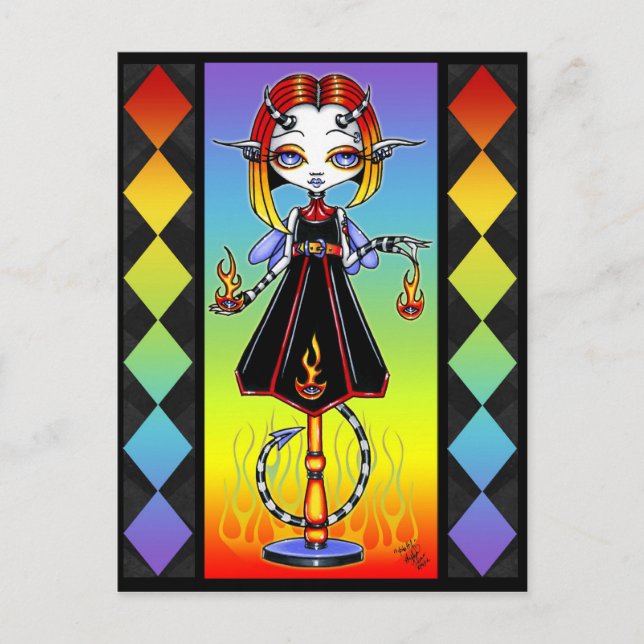Hotty Pixie Stick Fire Starter Rainbow-vykort Vykort (Framsida)