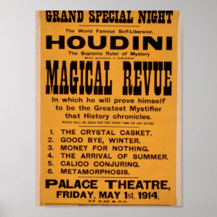 Houdini den Retro teatern ", för den Magical Poster