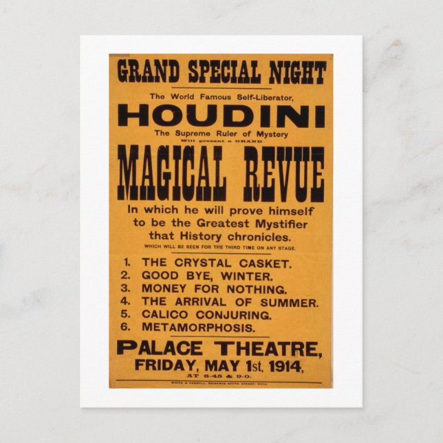 Houdini poster vykort (Framsida)