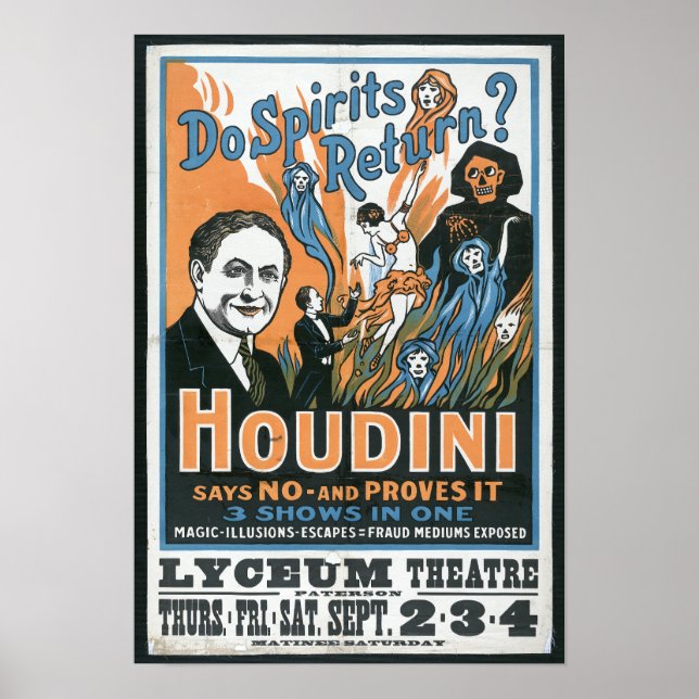 Houdini SPirits Return Magic Show Poster (Framsidan)