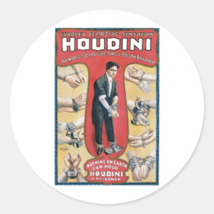 Houdini ~ Vintage Handcuff Escape Artist Runt Klistermärke