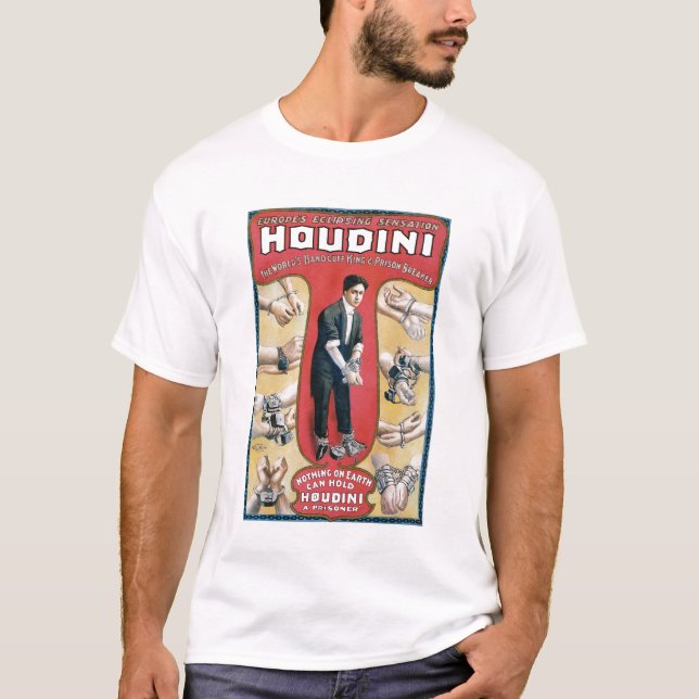 Houdini ~ Vintage Handcuff Escape Artist T-shirt (Framsida)