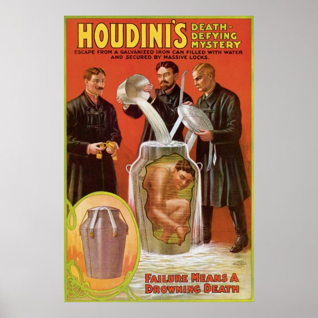 Houdinis ~ Illusionistisk Vintage Escape Artist Poster (Framsidan)
