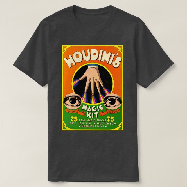Houdinis Magic Kit 70 s Retro Bok T Shirt (Design framsida)