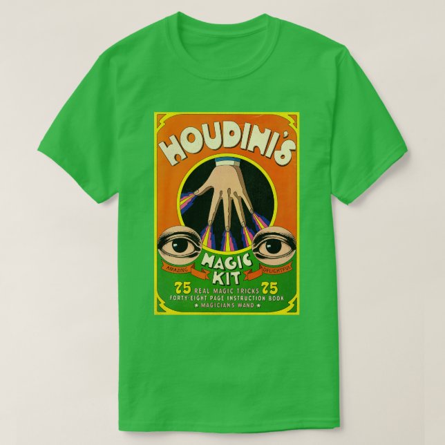 Houdinis Magic Kit 70 s Retro Bok T Shirt (Design framsida)
