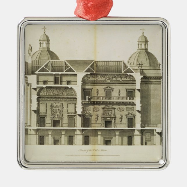 Houghton Hall: tvärsnitt av Hallen och salongen Julgransprydnad Metall (Framsidan)