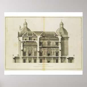 Houghton Hall: tvärsnitt av Hallen och salongen Poster