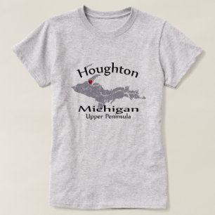 Houghton Michigan Heart Karta Design Dam Tröja