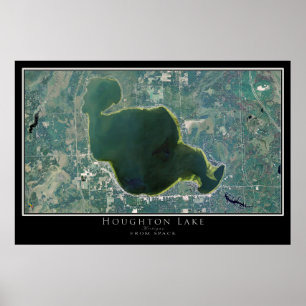Houghton Sjö Michigan Satellite Poster Karta