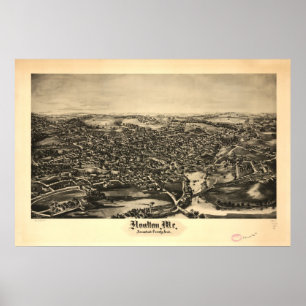 Houlton Maine 1894 Antique Panoramic Karta Poster
