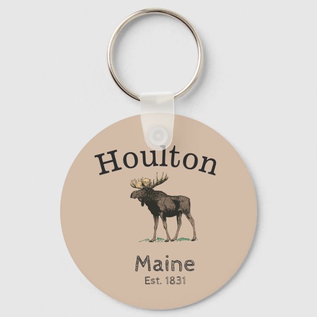 Houlton Maine Moose Nyckelring (Framsida)