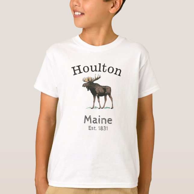 Houlton Maine, Moose, pojkens T Shirt (Framsida)