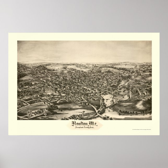 Houlton, ME Panoramic Karta - 1894 Poster (Framsidan)