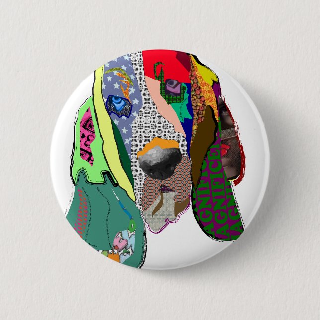 Hound Collage Button $6.95 Knapp (Framsida)