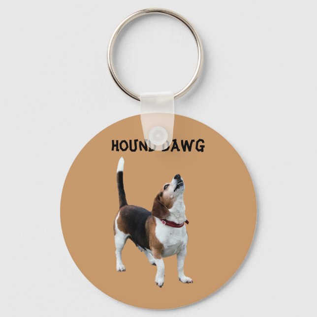 Hound Dawg Beagle Rolig hund Keychain Nyckelring (Framsida)