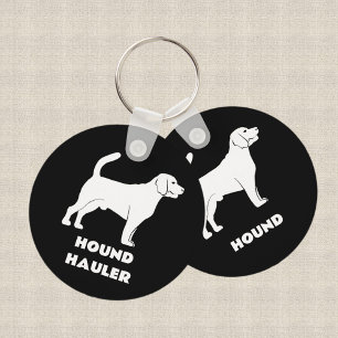 Hound Hauler Hund Silhouettes Black and White Nyckelring