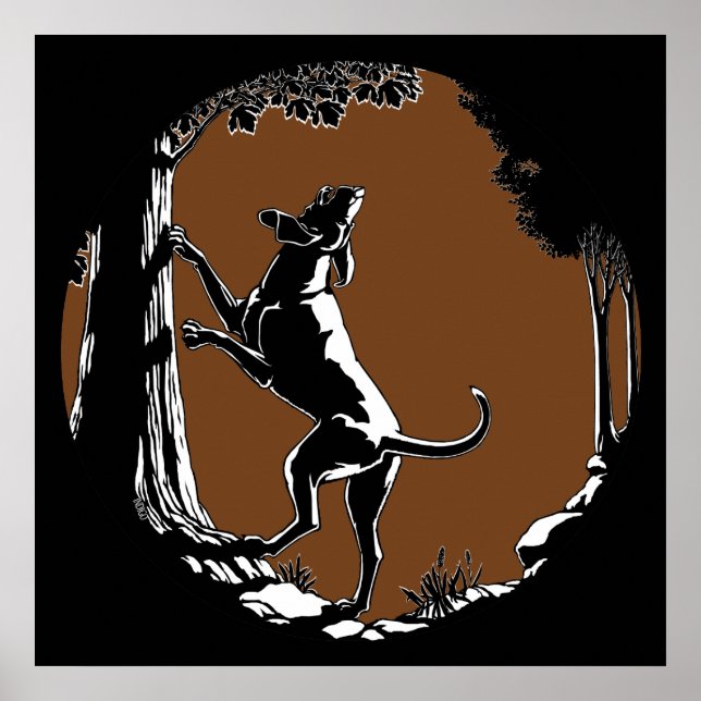 Hound Hund Art Poster Hund-utskrifter för jakt på  (Framsidan)