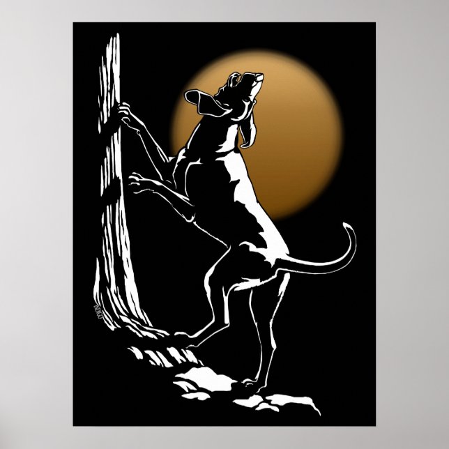Hound Hund Art Poster Jakt Hund Skriv ut Poster Sm (Framsidan)