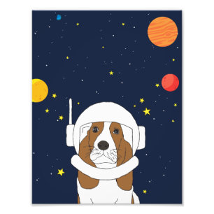 Hound Hund astronaut Animal with Space Helmet Fototryck