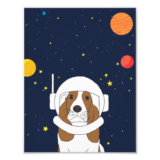 Hound Hund astronaut Animal with Space Helmet Fototryck (Framsidan)
