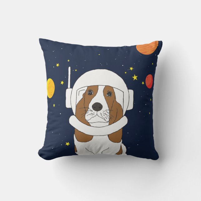 Hound Hund astronaut Animal with Space Helmet Kudde (Framsida)