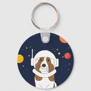 Hound Hund astronaut Animal with Space Helmet Nyckelring
