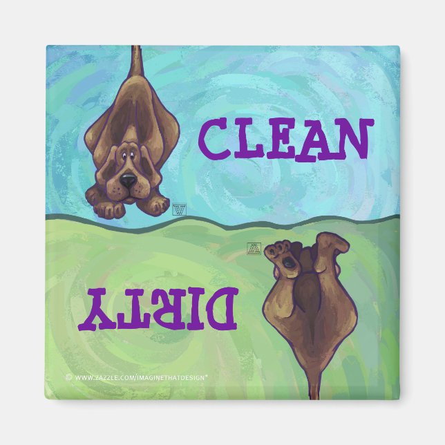 Hound Hund Clean Dirty Dishwasher Magnet (Framsidan)