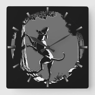Hound Hund Clock Hunting Hund Art Wall Clock Fyrkantig Klocka