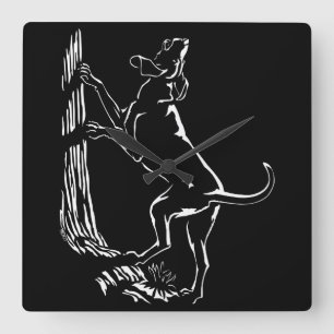 Hound Hund Clock Hunting Hund Art Wall Clock Fyrkantig Klocka