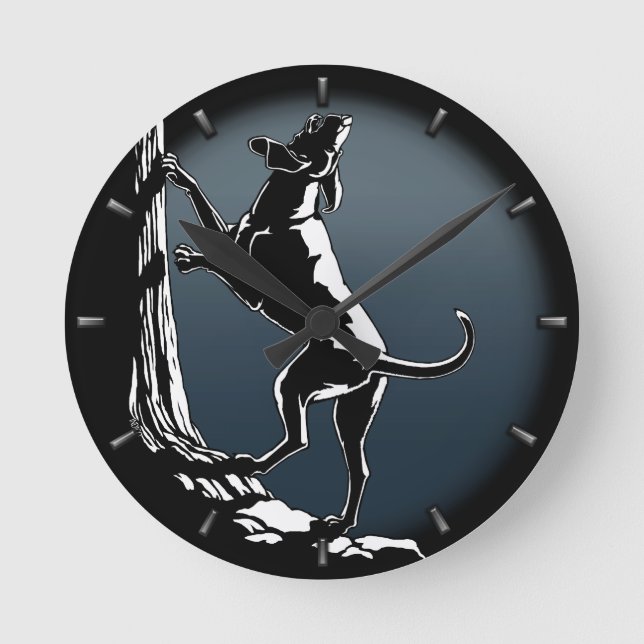 Hound Hund Clock Hunting Hund Art Wall Clock Rund Klocka (Framsida)