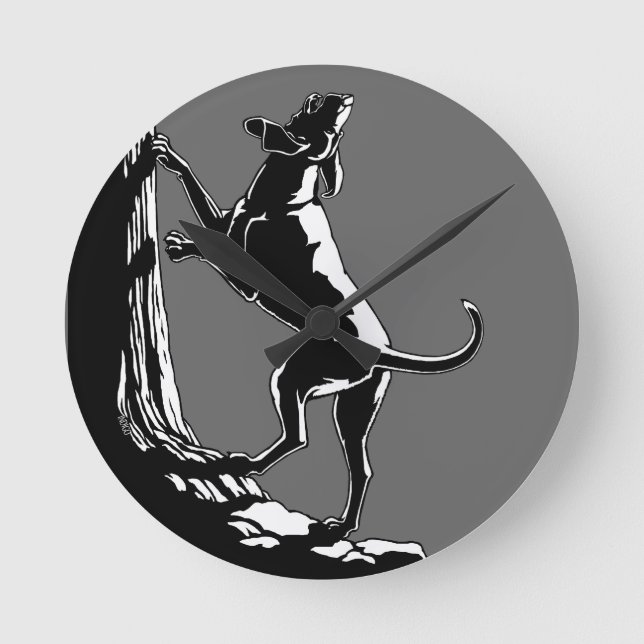 Hound Hund Clock Hunting Hund Art Wall Clock Rund Klocka (Framsida)