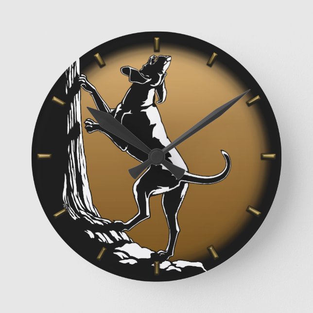 Hound Hund Clock Hunting Hund Art Wall Clock Rund Klocka (Framsida)