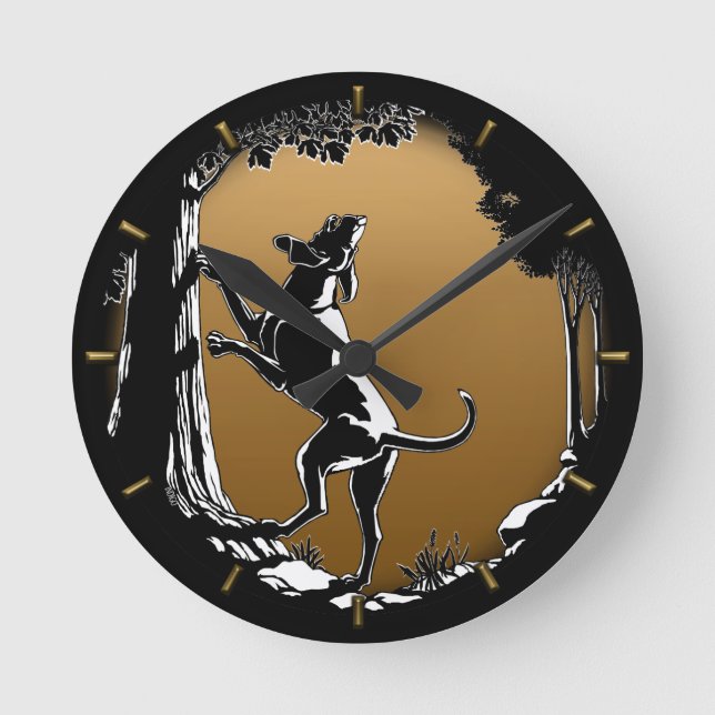 Hound Hund Clock Hunting Hund Art Wall Clock Rund Klocka (Framsida)