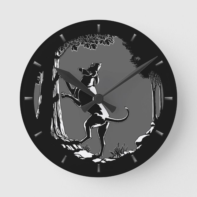 Hound Hund Clock Hunting Hund Art Wall Clock Rund Klocka (Framsida)