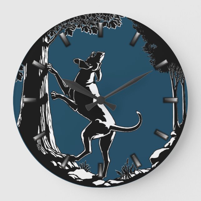 Hound Hund Clock Hunting Hund Art Wall Clock Stor Klocka (Framsida)