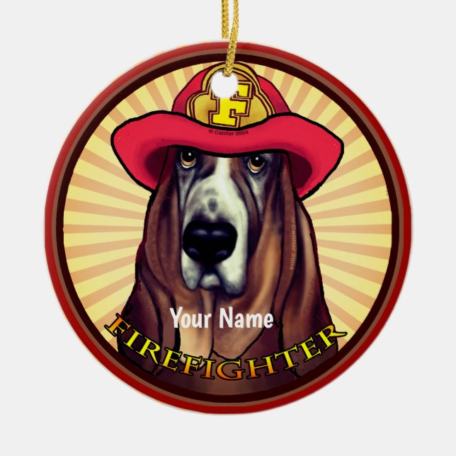 Hound Hund Firefighter-ornament Julgransprydnad Keramik (Framsidan)