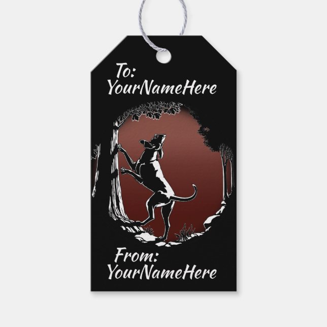 Hound Hund Gift-Märkre Anpassningsbar Märkrn Julko Presentetikett (Framsidan)