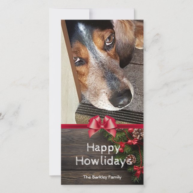 Hound Hund jul Beagle Photo Lycklig Howlidays Julkort (Framsida)