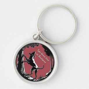 Hound Hund Keychain Personlig Hunting Hund Gift Rund Silverfärgad Nyckelring