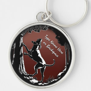 Hound Hund Keychain Personlig Hunting Hund Gift Rund Silverfärgad Nyckelring
