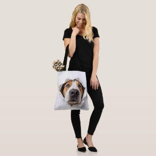 Hound Hund Peekthrough Torn Papper Hål Tygkasse