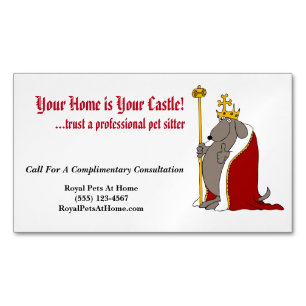 Hound Hund Royal Red Robes och Krona Pet Sitter Magnetiska Visitkort