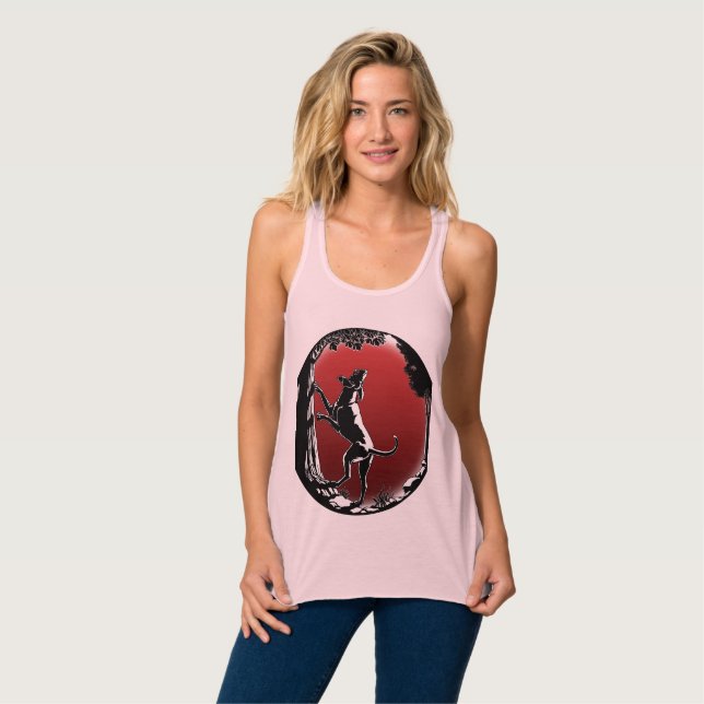 Hound Hund Tanktop Shirt Women's Hunting Hund tröj Linne Med Racerback (Hel framsida)