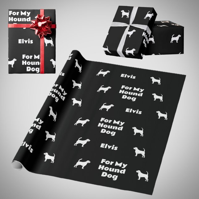 Hound Male Hund Silhouettes Black and White Presentpapper (Skapare uppladdad)