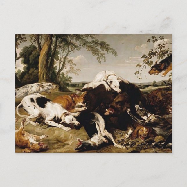 Hound som föder en Boar av Frans Snyders Vykort (Framsida)