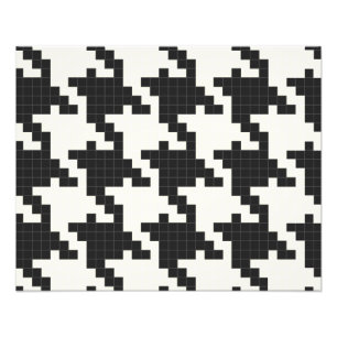 Hounds Tooth Pixel-Textured Fototryck