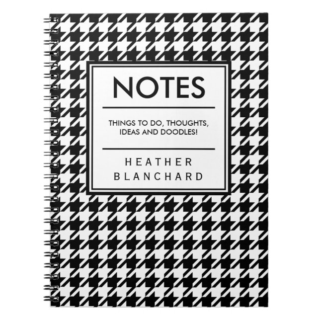 Houndstooth Anteckningsbok Med Spiral (Framsidan)