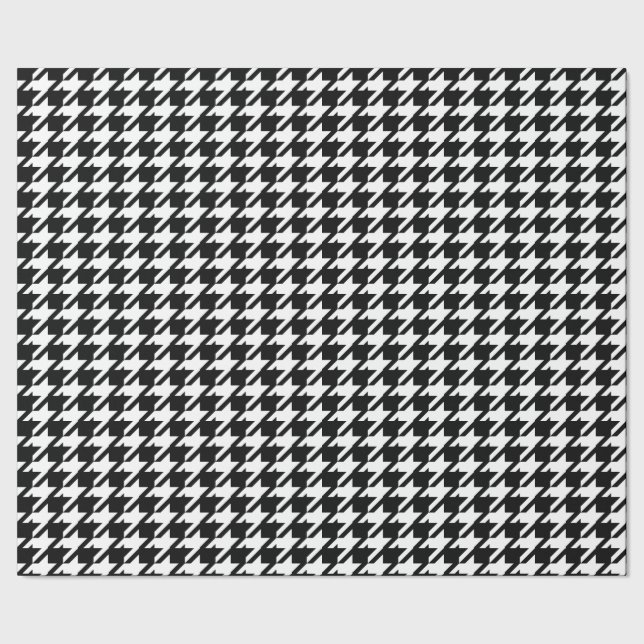 Houndstooth Black and White Abstrakt Check Mönster Presentpapper (Seam)